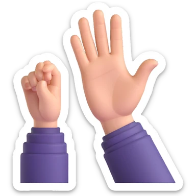 person with both hands raised in a stop gesture sticker