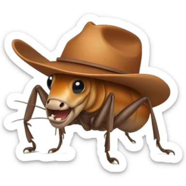 Roach with cowboy hat sticker