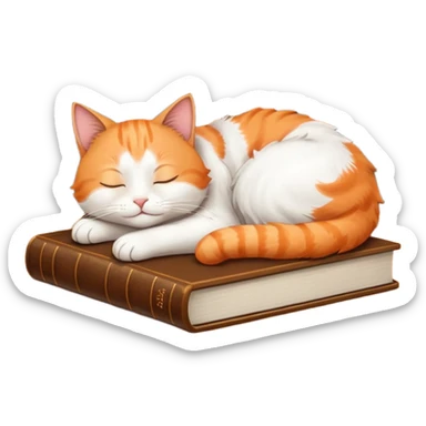 Cat sleeping on books sticker