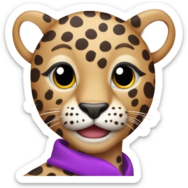 leopard with a bright purple coat and pink polka dots sticker
