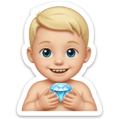 a smiling baby with diamond teeth sticker