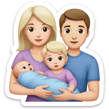 Famille 4 personne 1 fils aîné 1 fille bébé  1 père 1 mère sticker