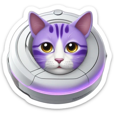 glory purple cat on a white robot vacuum cleaner sticker