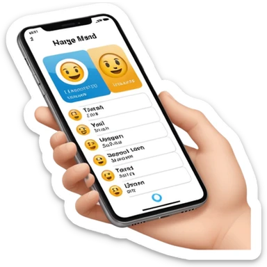 digital busniess card on a phone screen in english written sticker