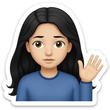 Long black hair little wave black eyes brown but not that much brown skin  sticker