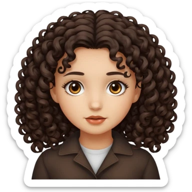a girl with curly dark brown hair and dark brown eyes sticker