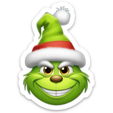Smiling Grinch in a New Year's hat sticker