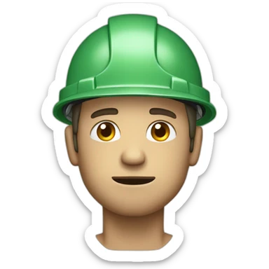 A  man with a safety helmet worrying sticker