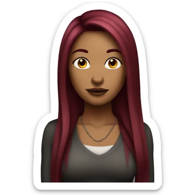 Tattooed woman with long straight burgundy hair sticker