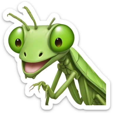 Mantis animada realista sonriendo sticker