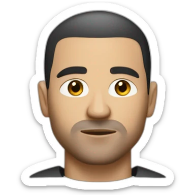 caucasian male mean thug with black short hair in a French Crop style Mid Fade styled down sticker