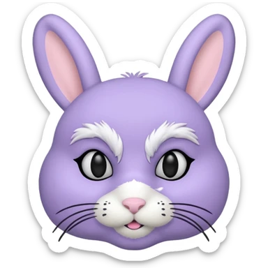 bunny face in a pastel lavender ski bank robber mask  sticker
