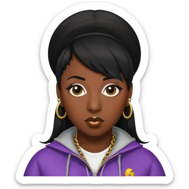 Missy Elliott with black hair sticker