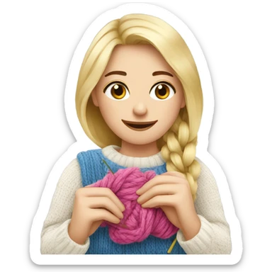 beautiful finnish blonde woman knitting flowers sticker