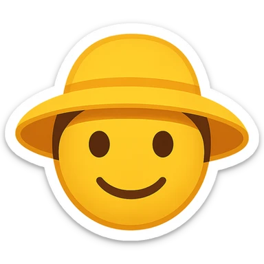 face with yellow sun hat emoji, digital illustration sticker