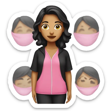 Hispanic female wearing black and pink pajama set  sticker