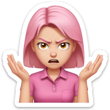 Angry Girl with pink shirt sticker