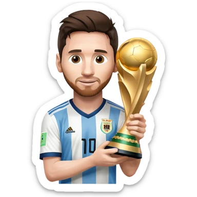 lionel messi holding world cup trophy sticker