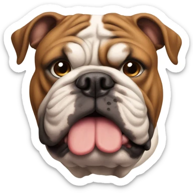 Brown and brown English bulldog  sticker