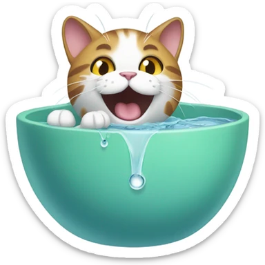 Cat drink water sticker