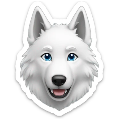Happy White Wolf blue eyes short hairs sticker