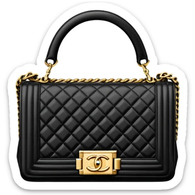 chanel le boy black bag gold hardware sticker