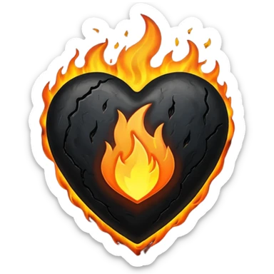 black heart on fire sticker