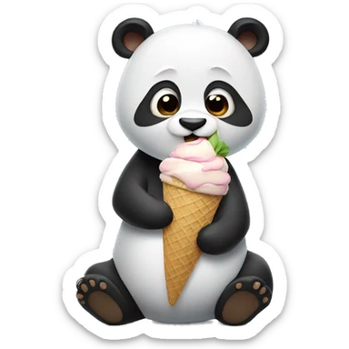 Panda eating ice cream sticker