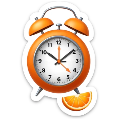 clock with a little orange next to it sticker