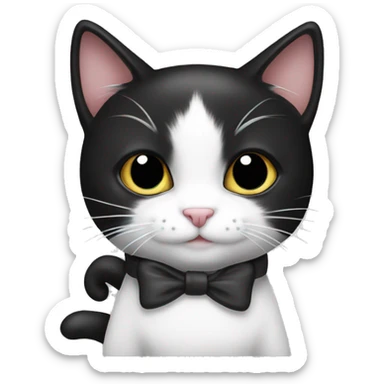 Black and white cat with bow sticker