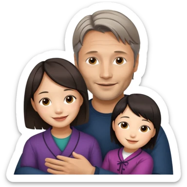 mads mikkelsen holds asian girl by the girl  sticker