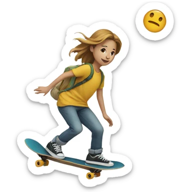 A young person on a skateboard is pushed by another sticker