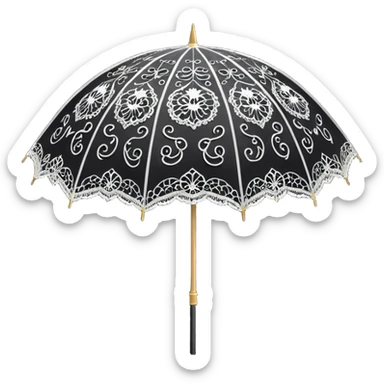 goth black lace parasol sticker