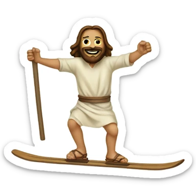 Jesus on skis sticker