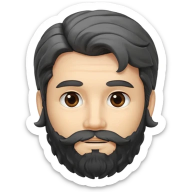 White skin Change gender to male black wavy hair with gray streaks and dimples in each cheek and well trimmed beard sticker