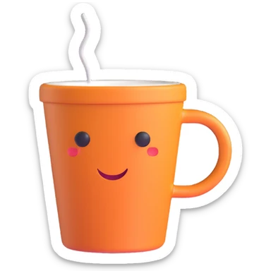 realistic 3D coffee cup with neutral background sticker