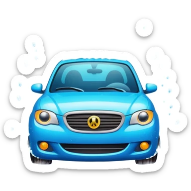 car wash emoji with car under water spray, sparkling clean, vibrant colors sticker