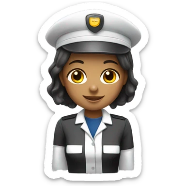 una chica con uniforme de trabajo y len sticker