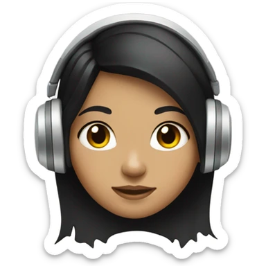 A girl with black hair wearing headphones sticker