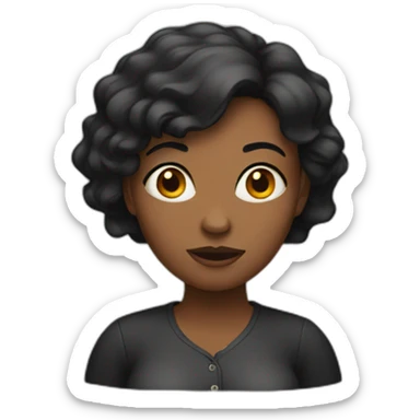 black Woman Shrugging with black hair sticker