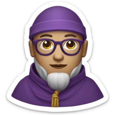 a purple monk with glasses with a hood style hat from ancient guatemala sticker