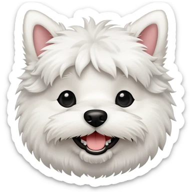 White terrier dog face with a little black full body photo sticker