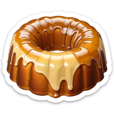 Bundt cake with apple filling and tan sauce sticker