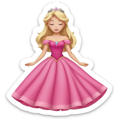 full body Sleeping Beauty Aurora with pink dress, blonde hair, minimal style sticker