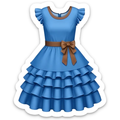 brown blue dress with ruffles sticker