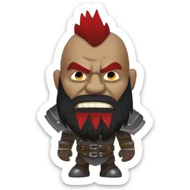 armored orc berserker with red beard & mohican sticker