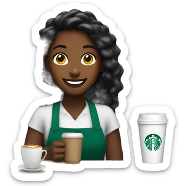 Girl starbucks barista smiling holding coffee sticker