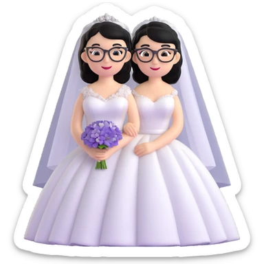 girl with black hair in glasses in a wedding dress sticker