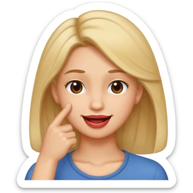 Create an emoji that's biting lip but looking like the smirk emoji but with a hand like it's putting hair behind their ear  sticker
