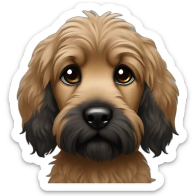 bouvier fawn brown and black puppy face very long hair sticker
